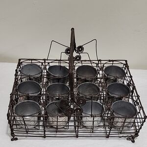 Rustic Wire Egg Holder with Cups